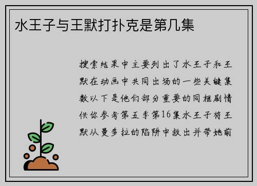 水王子与王默打扑克是第几集